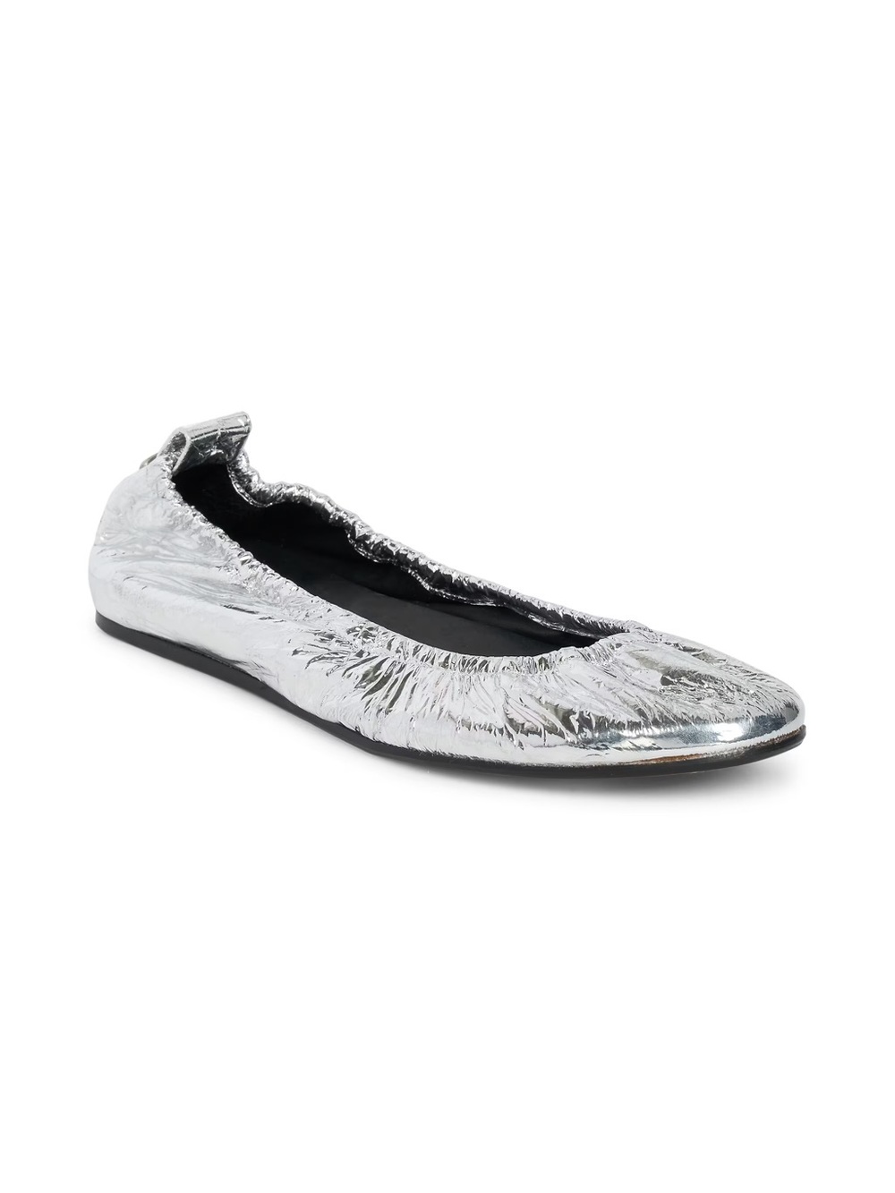 Isabel Marant Metallic Silver Elastic-Top Ballet Flat